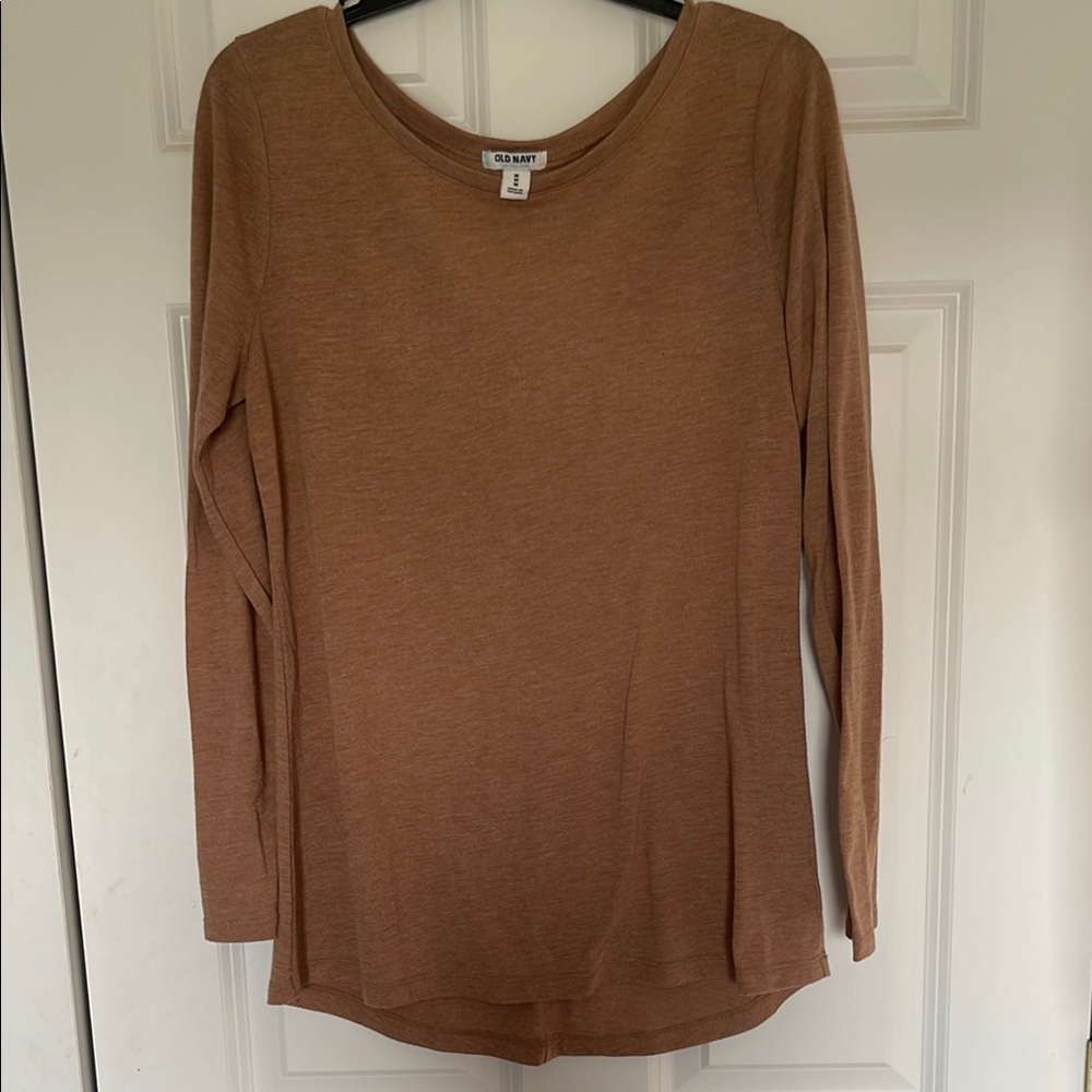 Old Navy Brown Fitted Long Sleeve Blouse